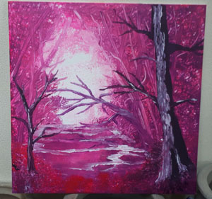 Schilderij Roze bos